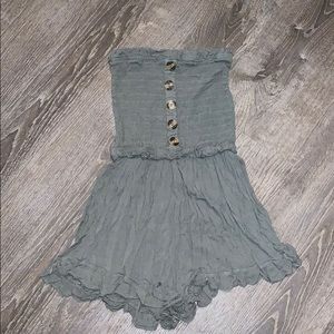 Green strapless romper